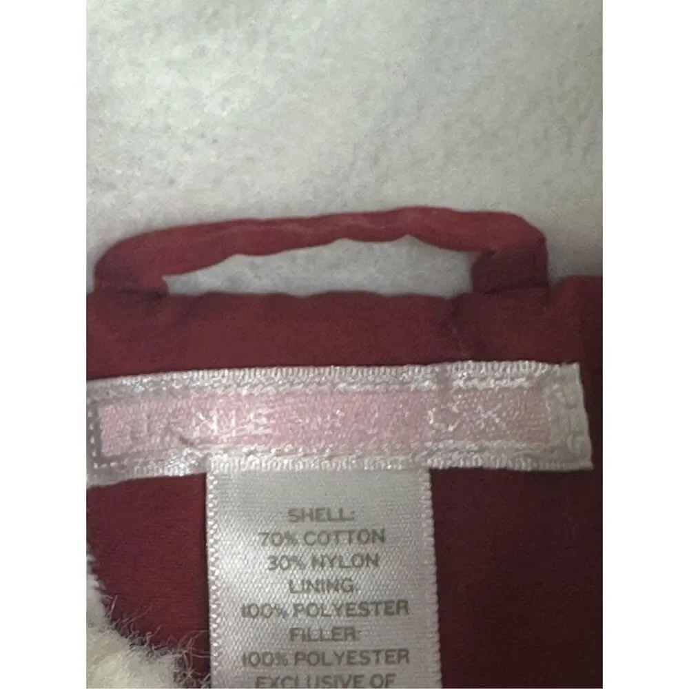 Janie & Jack Faux Fur Trim Fleece Lined Girls Red Cotton Blend Coat Size 4-5T